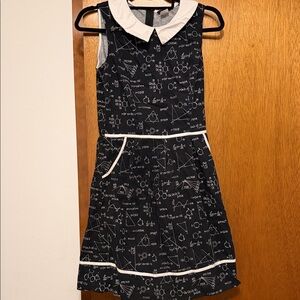 Retrolicious math and science theme collared cotton dress